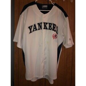 NEW YORK YANKEES White Button Up True Fan Al Stars Jersey Stitched Men’s 2XL